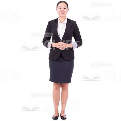 Joyful Asian Woman Holds Linked Arms Picture Cutout-0