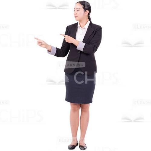 Concentrated Cutout Asian Lady Raised Arms Gesturing By Fingers-0