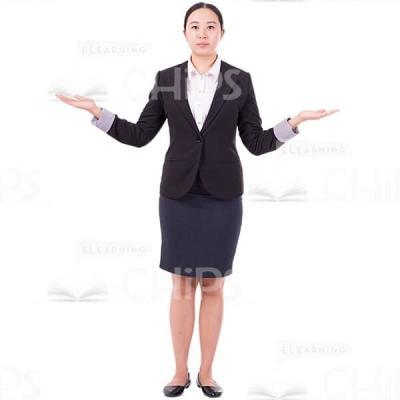 Confident Business Lady Standing With Gesture Scales Cutout Photo-0