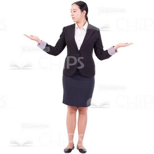 Asian Cutout Woman Raised Arms Balance Attention To Right-0