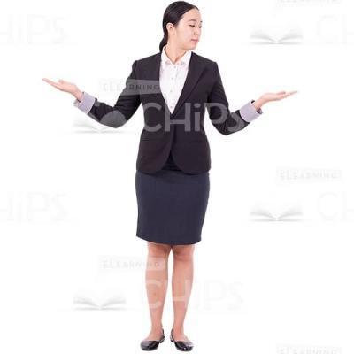 Intelligent Cutout Woman Doing Scales Gesture Look To The Left-0