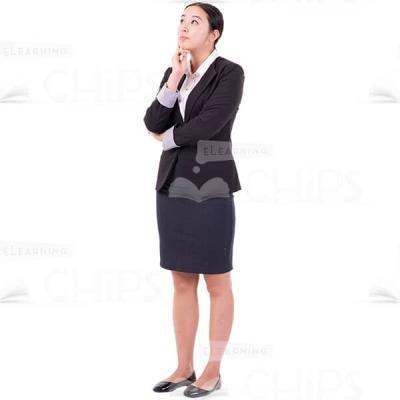 Thoughtful Cutout Business Woman Looking Up Finger On Cheek-0