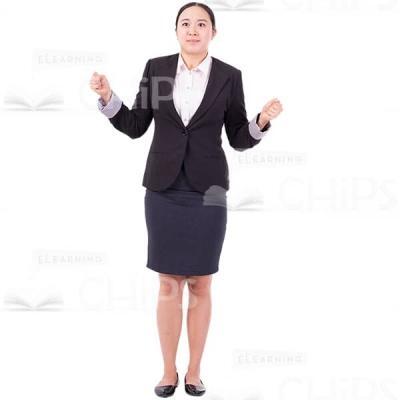 Asian Woman With Gesture Cheer Up Fists Cutout Picture-0