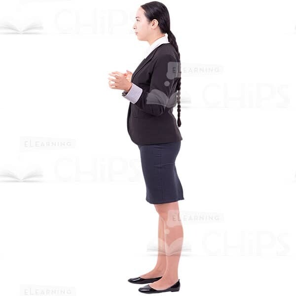Good-Looking Cutout Lady Profile Holds Arms Raised Spreads Fingers-0