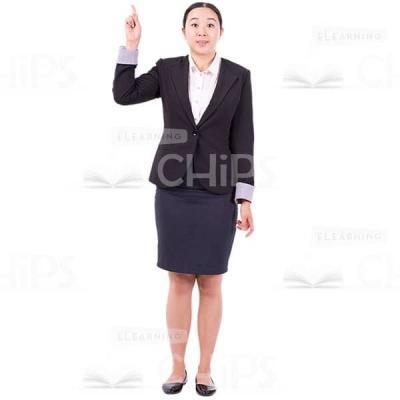 Amazement Young Woman Pointing Up With Index Finger Cutout Image-0