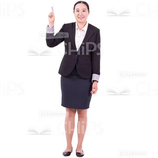 Delighted Woman Pointing Right Hand Up Cutout Picture-0