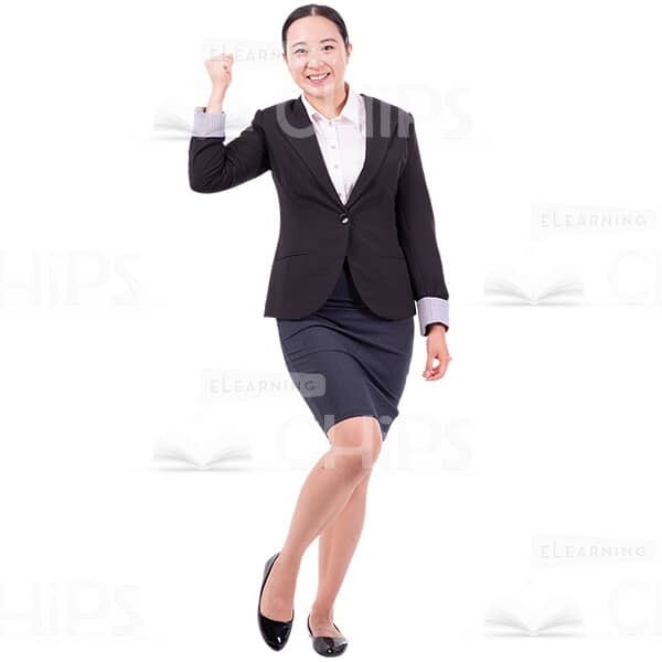 Satisfied Cutout Lady Raised Arm And Leg Gesture Fighting-0