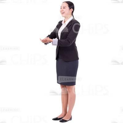 Pleased Young Woman In Business Suit Applauds Cutout Image-0