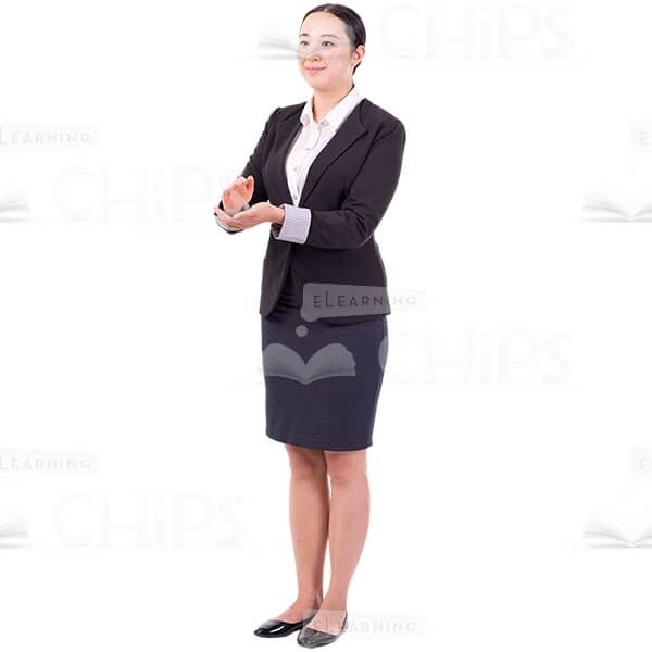 Quarter-Turned Cutout Woman Enthusiastically Clapping Hands-0