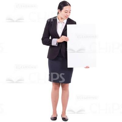 Friendly Asian Cutout Woman Focused On Wite Big Format Paper-0