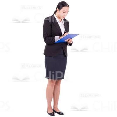 Right Profile Concentrated Woman Making Notes Cutout Image-0