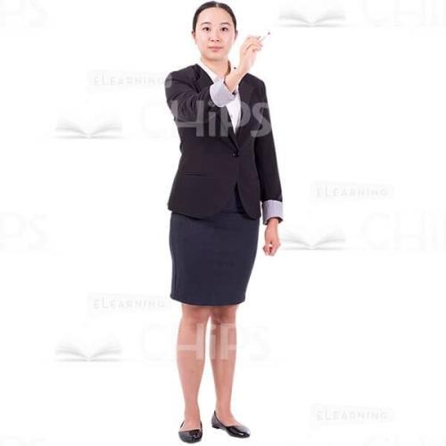 Asian Cutout Woman In Suit Raised Hand With Marker And Writes-0