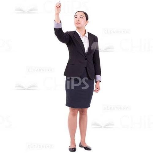 Businesswoman Making Notes By Red Marker Over Head Cutout PIcture-0