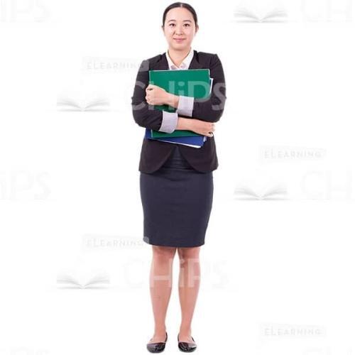 Smiling Woman Holds Folders In Crossed Hands Photo Cutout-0