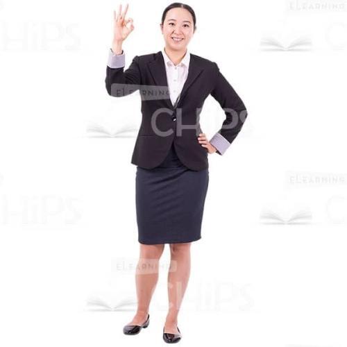 Asian Cutout Woman Keeping Right Arm With Gesture Ok-0