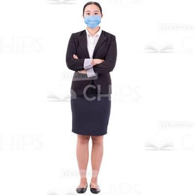 Cutout Female In Mask Protects Face And Nose Crossed Arms-0