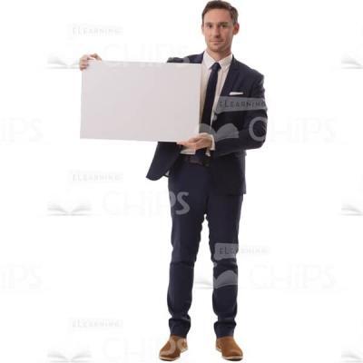 Businessman With Banner Making Presentation Cutout-0