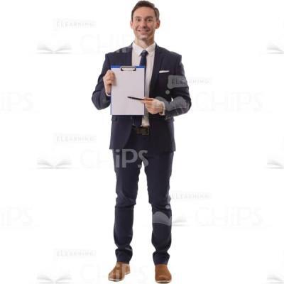 Attractive Cutout Man Pointing By Pen To Clipboard-0