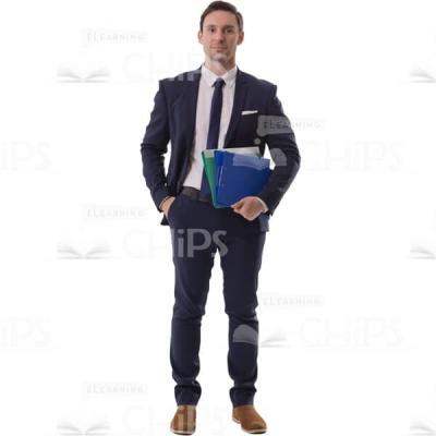 Young Narrator With Stack Folders Photo Cutout-0