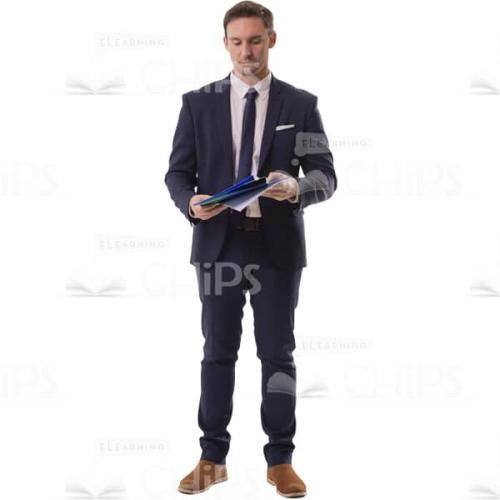 Businessman Focused On Folders In Hands Image Cutout-0