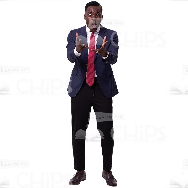 Shocked African Businessman Screaming Cutout Picture-0