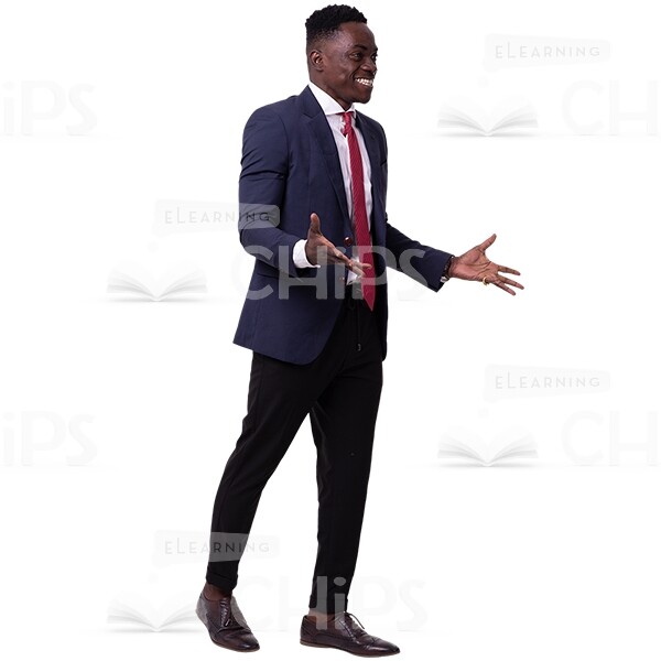 Smiling Cutout Businessman Quarter-turned To Left And Spreads His Arms-0