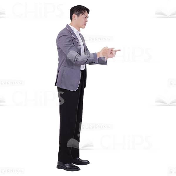 Focused Man Throwing Arms Up Points To Someone Photo Cutout-0