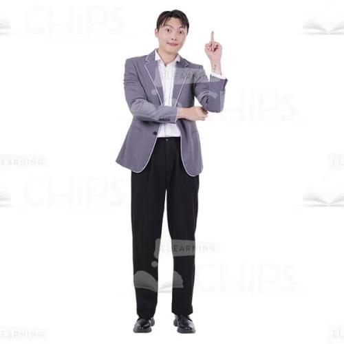 Amazement Young Man Pointing Up Left Hand Cutout Photo-0