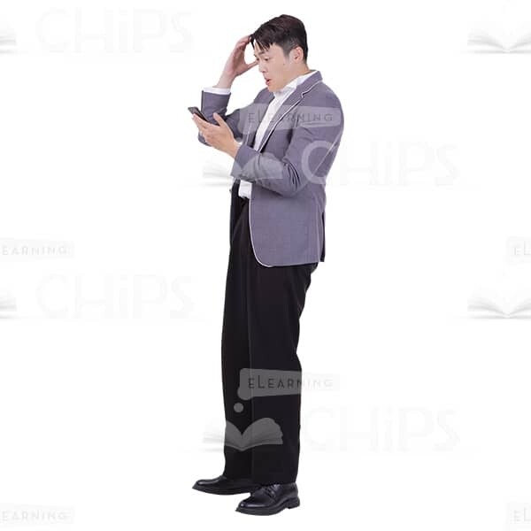 Left Profile Cutout Man Shoked By Information On The Phone-0