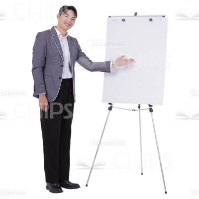 Cheerful Young Man With Flipchart On Left Side Image Cutout-0