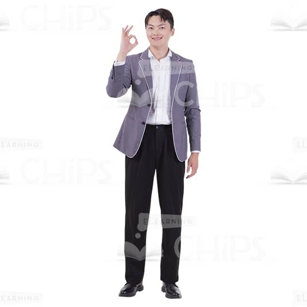 Businessman Showing Gesture Ok By Right Hand Photo Cutout-0