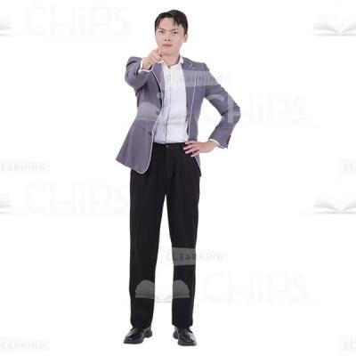 Asian Man Raised Arm With Pointing Gesture Cutout Image-0