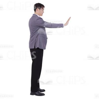 Right Profile Man Arm Raised With Stop Gesture Cutout Photo-0