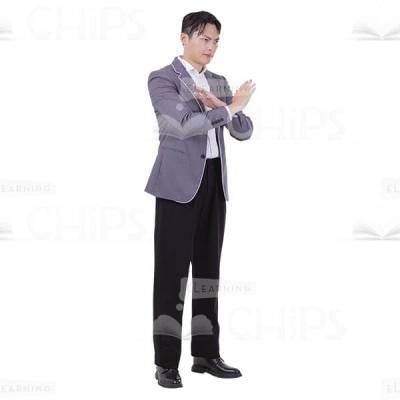 Quarter-Turned Man Gesticulating Both Arms No Image Cutout-0