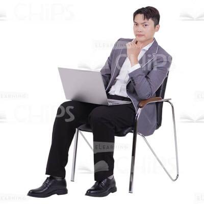Charmed Man Keeps Laptop On Lap Looks Thoughtful Cutout Picture-0