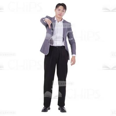 Unhappy Asian Man Showing Thumb Down Gesture Cutout Image-0