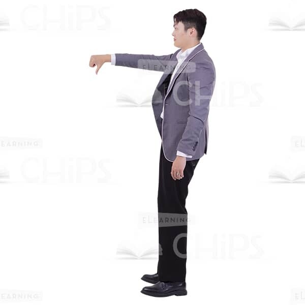 Half-Turned Asian Man Shows Thumb Down Gesture Cutout Picture-0