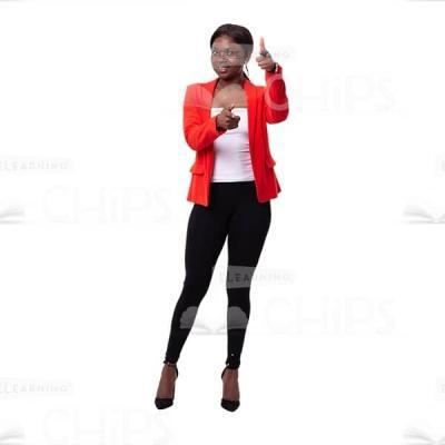 Positive Cutout Business Woman Pointing With Both Hands In Front-0