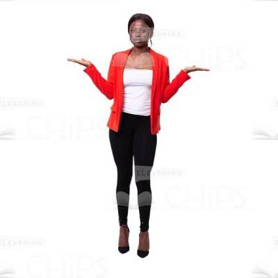 Concentrated Woman Holding Arms With Scales Gesture Picture Cutout-0