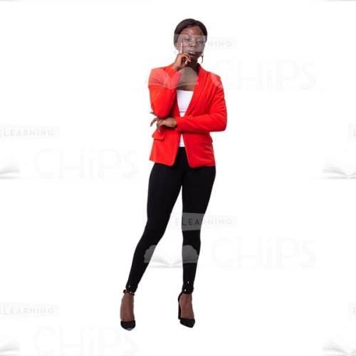 Thoughtful Business Woman Looking Down Cutout Image-0