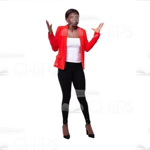Confusion Businesswoman Spreads Here Hands Up Photo Cutout-0