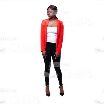 Serious Cutout Business Woman Standing And Looking At Right Side-0