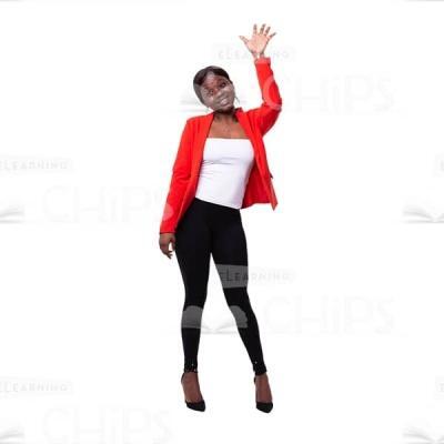 Glad Businesswoman Waving Left Hand Cutout Photo-0