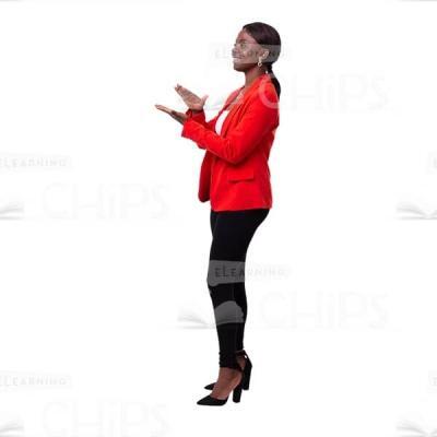 Quarter-Turned Confident Businesswoman Clapping Hands Cutout Image-0