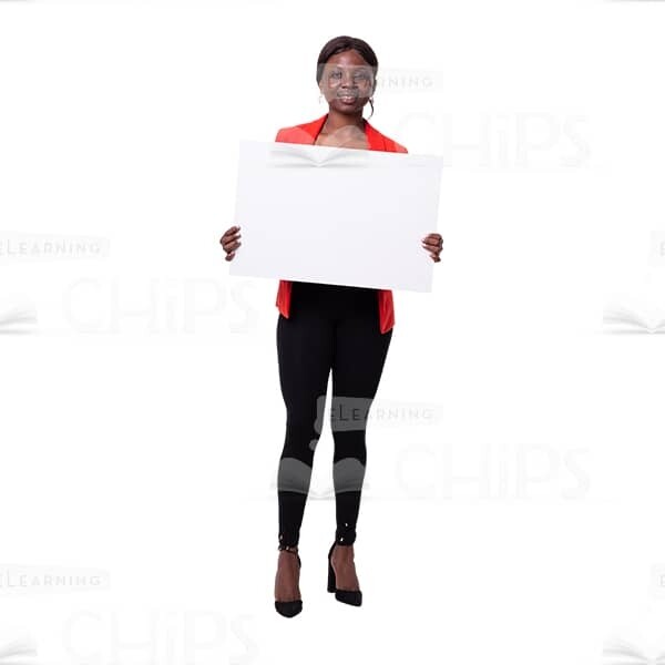 Confident Cutout Business Woman Smiling And Presenting White Poster-0
