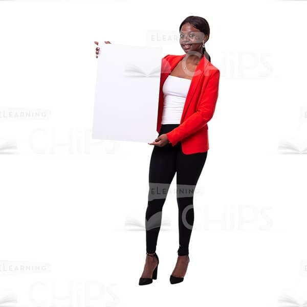 Positive Businesswoman Holding In Hands Vertical Poster Cutout Image-0