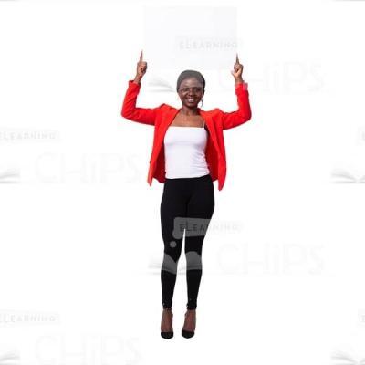 Glad Cutout Businesswoman Holding White Banner Overhead -0