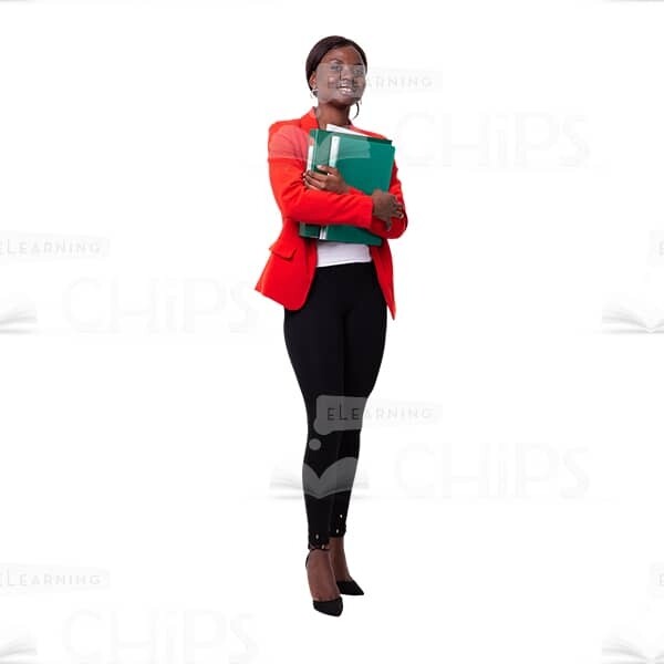 Attractive Woman Holding Folders From Crossed Hands Cutout Image-0
