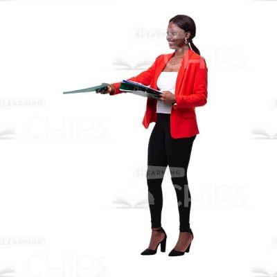 Businesswoman Accepts Or Gives Away A Folder Cutout Picture-0
