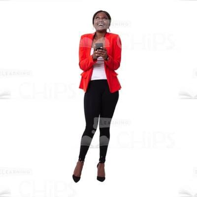 Verry Happy Cutout Businesswoman With Mobile Phone In Both Hands-0